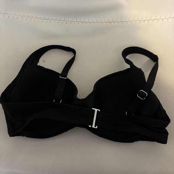 Lands End Black Paisley Textured Twist Underwire Bikini Top Women's Size 4 Swim - Picture 6 of 12